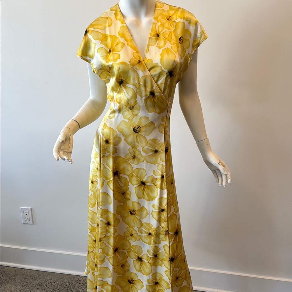 Floral Yellow Wrap Dress